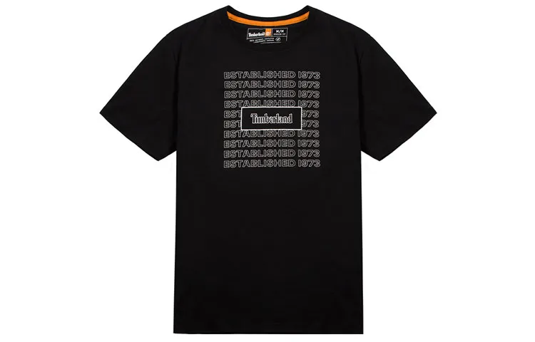 Timberland T-Shirts Men's Black Crew Neck Moderate Straight Fit