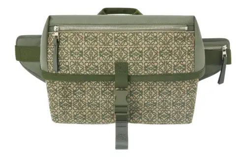 LOEWE Anagram Jacquard With Canvas Shoulder Bag Regular Men's Khaki Green