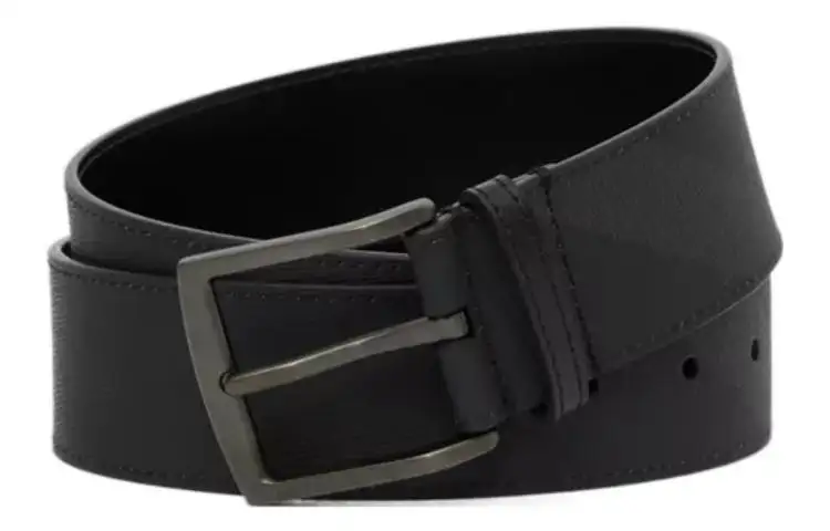 Burberry Leather Belts Men's Charcoal Gray/Black Width 4cm