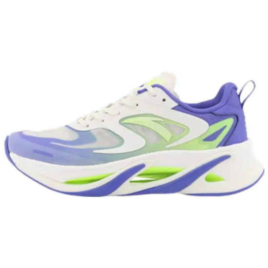 ANTA Non-stop Pro Running Shoes Men Low-Top Ivory White/Mysterious Purple/Fluorescent Sparkling Green