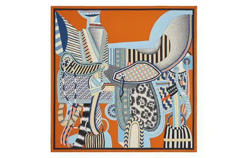 HERMES Fantasy Saddles Silk Scarves Women's