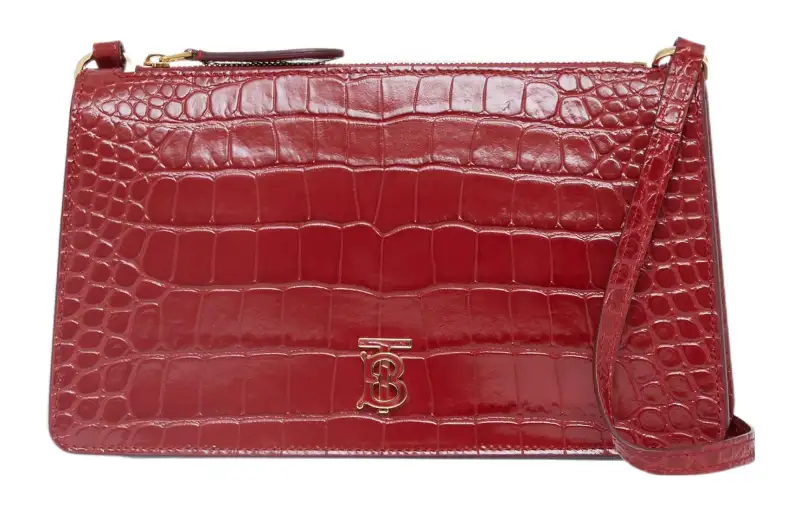 Burberry Calfskin Handbag, Shoulder Bag Women's Dark Red