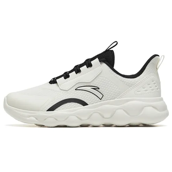ANTA Sheepskin Running Shoes Women's Low-Top Ivory White/Black