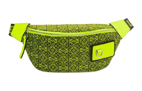 LOEWE Anagram Jacquard And Leather Trim Fanny Pack Men's Neon Yellow