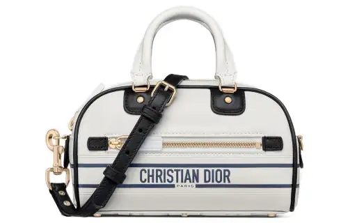 DIOR Smooth Cow Leather Bowling Bag, Shoulder Bag, Crossbody Bag, Handbag Extra Mini Women's White