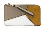 LOEWE Puzzle Cow Leather Card Holder Women's Ochre/Laurel Green