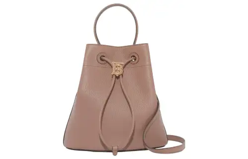 Burberry Grain Cow Leather Bucket Bag, Portable Crossbody Bag, Shoulder Bag Women's Light Saddle Brown