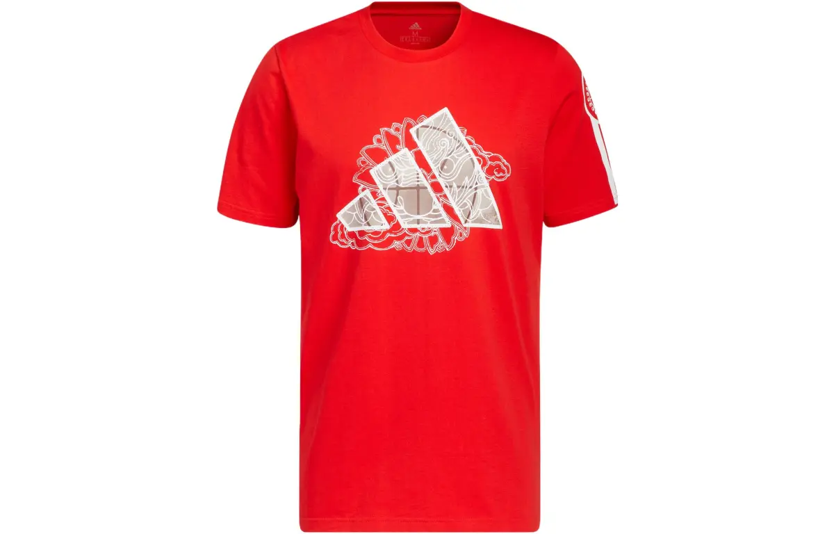 Adidas T-Shirts Men's Red Crew Neck Moderate Straight Fit