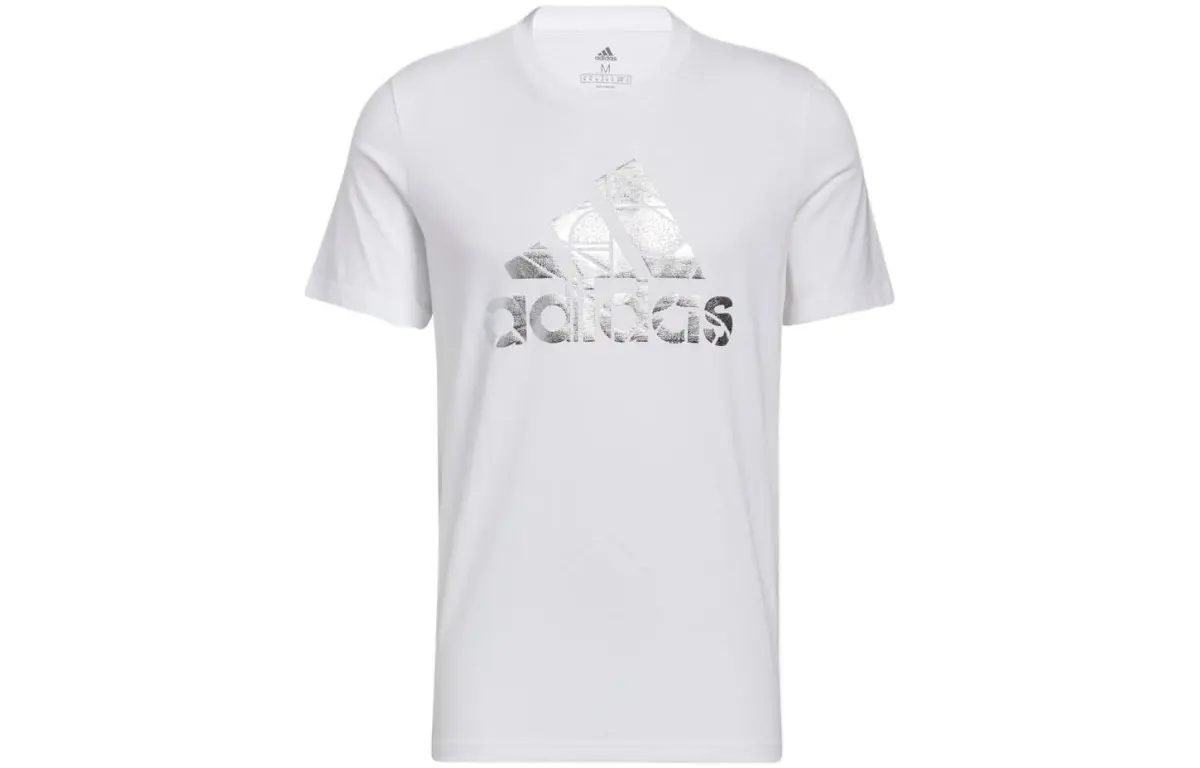 Adidas T-Shirts Men's White Crew Neck Moderate Straight Fit