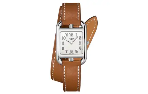 HERMES Cape Cod Wrist Watches Quartz Movement Cow Leather Strap 31mm White Dial Women's