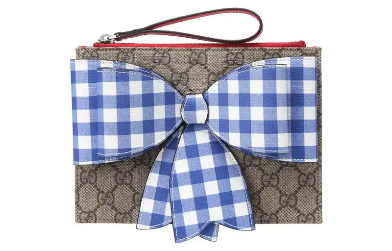 GUCCI Canvas Clutch Women's Blue/Ebony