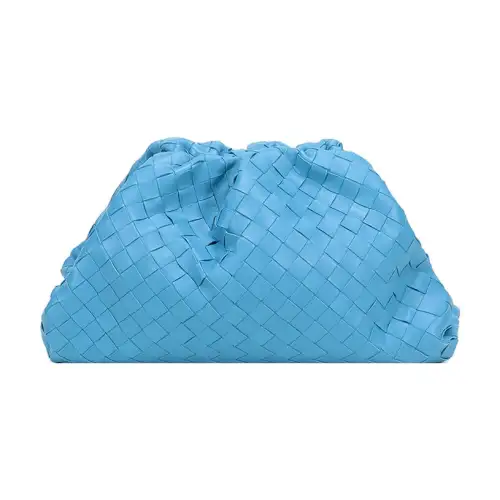 Bottega Veneta Sheepskin Cloud Bag Clutch Women's Swimming Pool Blue