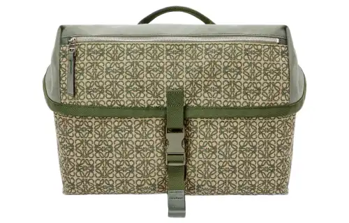 LOEWE Anagram Basket Anagram Jacquard Canvas Messenger Bag, Shoulder Bag, Crossbody Bag Men's Khaki Green