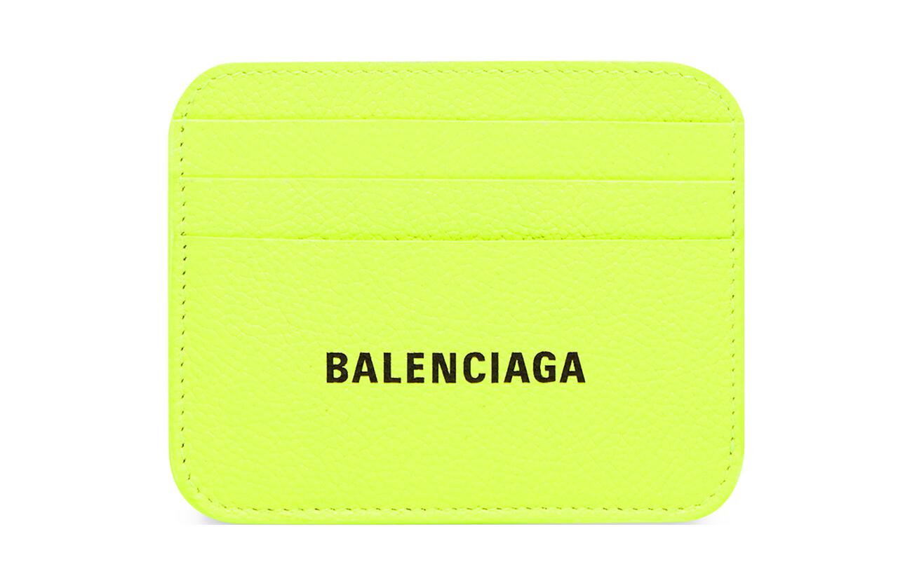 Balenciaga Grain Calfskin Card Holder Card Holder Women's Neon Yellow