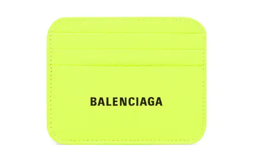 Balenciaga Grain Calfskin Card Holder Card Holder Women's Neon Yellow