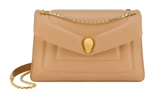 BVLGARI Serpenti Reverse Calfskin Crossbody Bag, Shoulder Bag Women's Khaki