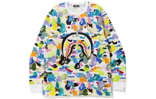 Bape Multi Camo Shark L/S Tee