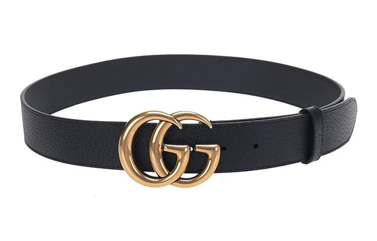 GUCCI GG Marmont Cow Leather Belts Men's Black Width 4cm