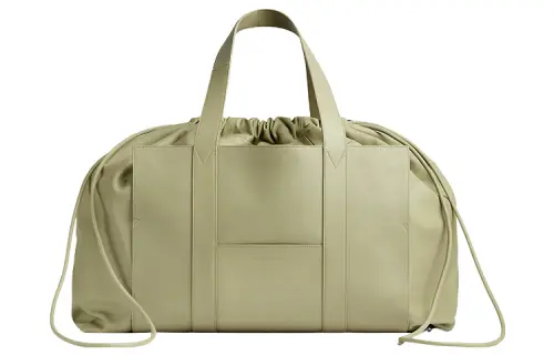 Bottega Veneta Roll Up Sheepskin Tote Shopping Bag Handbag Men's Lime Gray