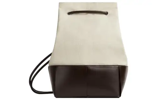 Bottega Veneta ARCO Canvas With Leather Bucket Bag Backpack Medium Men's Beige/Brown