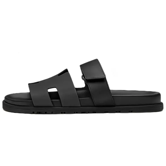 HERMES Chypre Slide Slippers Men Black
