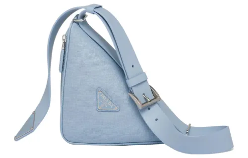 PRADA Saffiano Leather Fanny Pack Men's Sky Blue