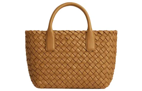 Bottega Veneta Cabat Intreccio Tote Bag Mini Caramel
