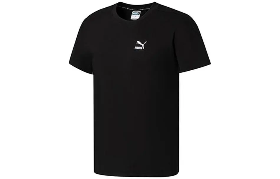 PUMA T-Shirts Men's Black Crew Neck Moderate Straight Fit