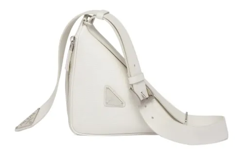 PRADA Triangle Saffiano Leather Fanny Pack Men's White