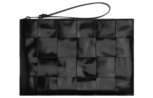 Bottega Veneta Cow Leather Wrist Bag Clutch Medium Men's Black