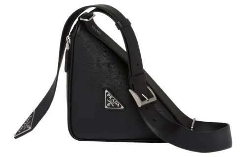 PRADA Saffiano Leather Fanny Pack Men's Black