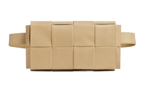 Bottega Veneta Cassette Belt Cow Leather Box Bag Camera Bag Fanny Pack, Crossbody Bag Mini Men's Beige Yellow
