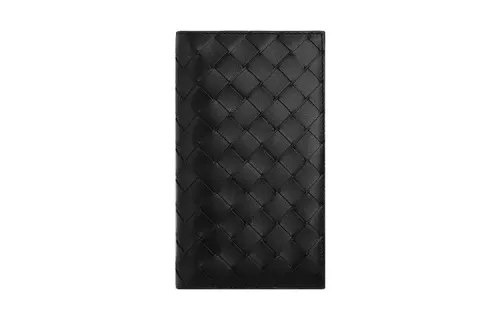 Bottega Veneta Cow Leather Wallet Large Men's Black/Papaya