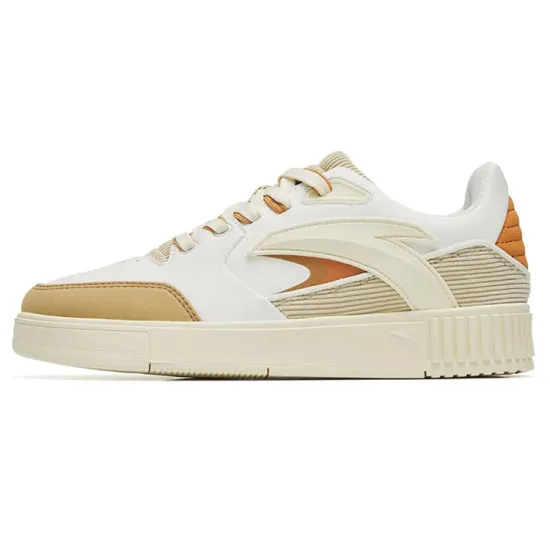 ANTA 982 Skateboard Shoes Women's Low-Top Ivory White/Oatmeal Light Brown/Light Beige/Light Brown/Milk Brown