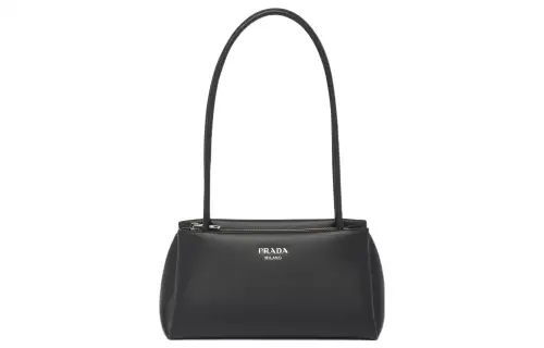 PRADA Leather Tote Bag, Shopping Bag, Handbag, Handbag Small Women's Black