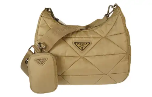PRADA Re Nylon Fabric Hobo Bag, Crossbody Bag, Shoulder Bag Women's Beige