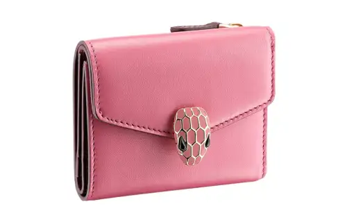 BVLGARI Serpenti Forever Calfskin Wallet Women's Pink