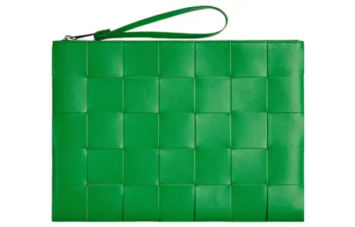 Bottega Veneta Calfskin Clutch Large Men's Green