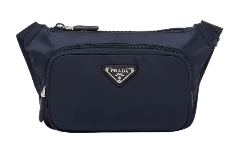 PRADA Re Nylon And Saffiano Leather Shoulder Bag Navy