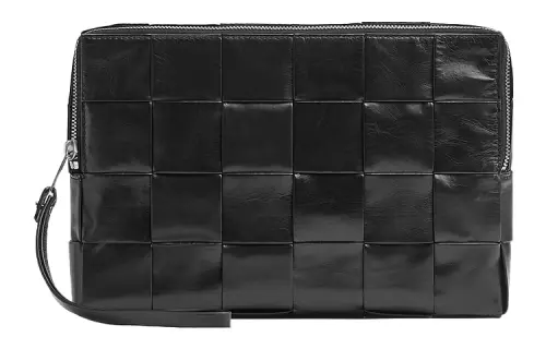 Bottega Veneta Cow Leather With Fabric Clutch Large Men's Black