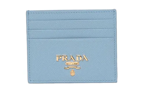 PRADA Saffiano Leather Card Holder Women's Light Blue