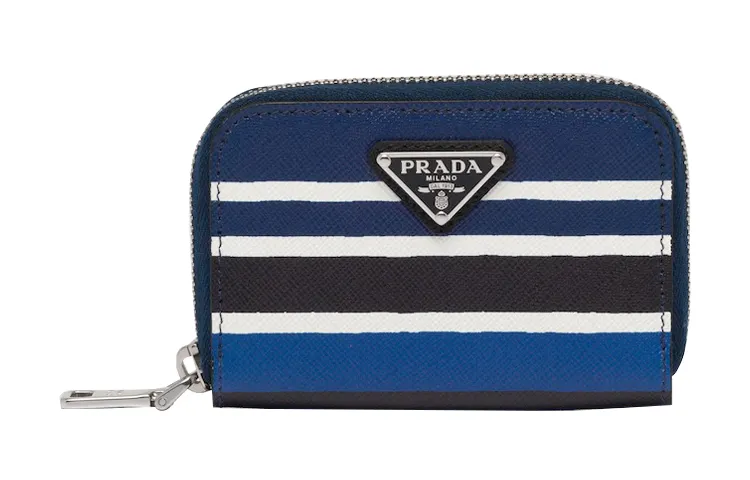 PRADA Saffiano Leather Coin Purse Men's Blue