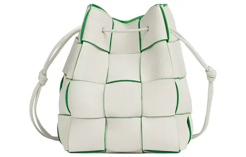 Bottega Veneta CASSETTE Pillow Bag Buffalo Leather Crossbody Bags Small Women's White/Parrot Green