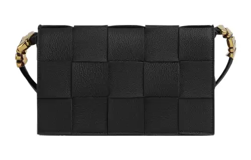 Bottega Veneta Cassette Intreccio Grained Leather Black