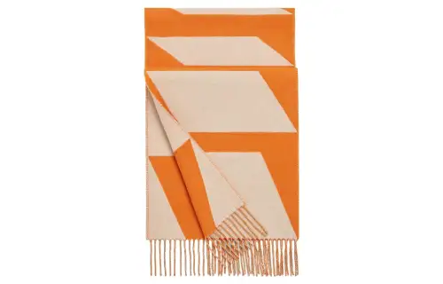HERMES Knit Scarves Unisex Orange/White