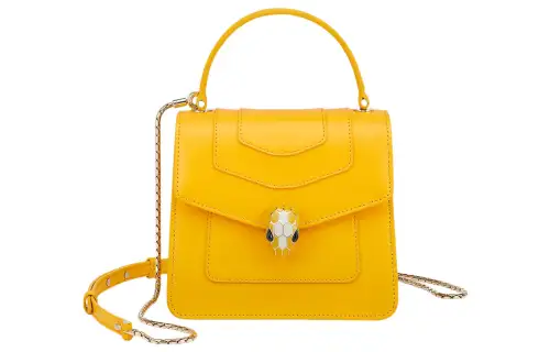 BVLGARI Serpenti Forever Calfskin Shoulder Bag, Crossbody Bag, Handbag Women's Yellow