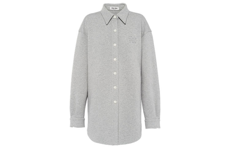 MIU MIU Shirts Women's Gray Lapel Moderate Other