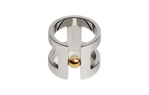 HERMES Minimalist Style Silk Scarf Buckle Unisex Silver