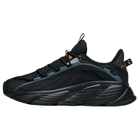 ANTA Running Collection Running Shoes Men Low-Top Black Gray Shadow Green