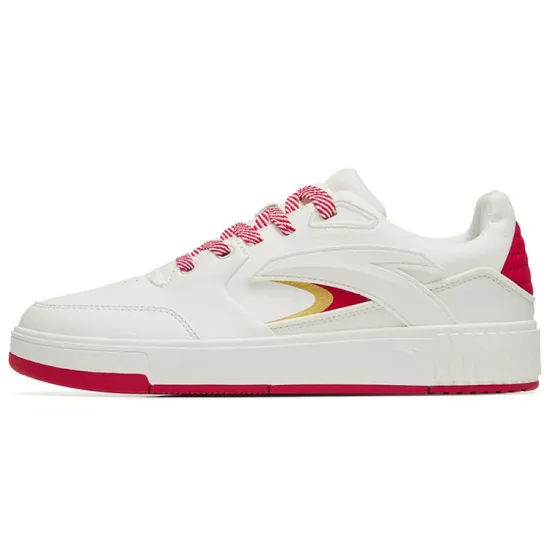 ANTA 982 Skateboard Shoes Men Low-Top Ivory White/Classic Red/Metal Gold
